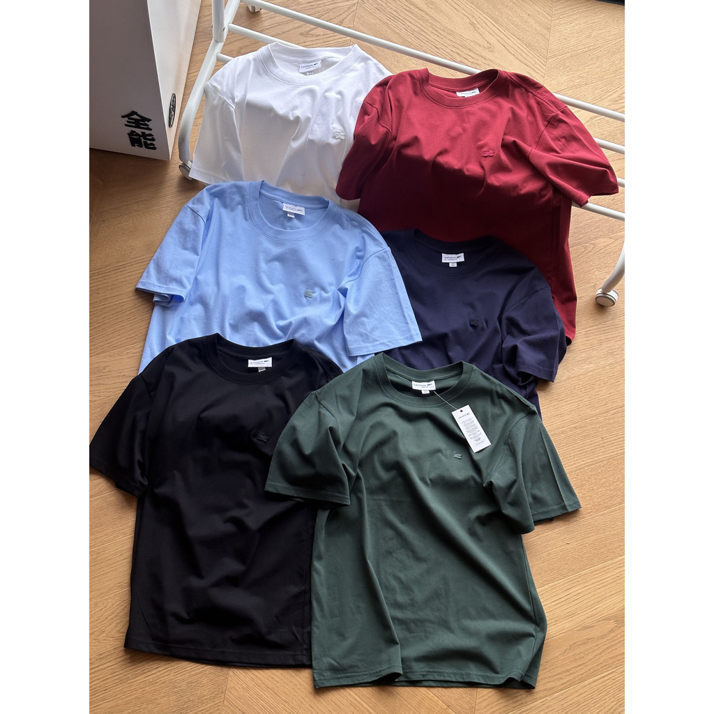 VV1Y laco Fish Brand6Color T Solid Color Men's Summer Round Neck Short Sleeve Loose Comfortable High