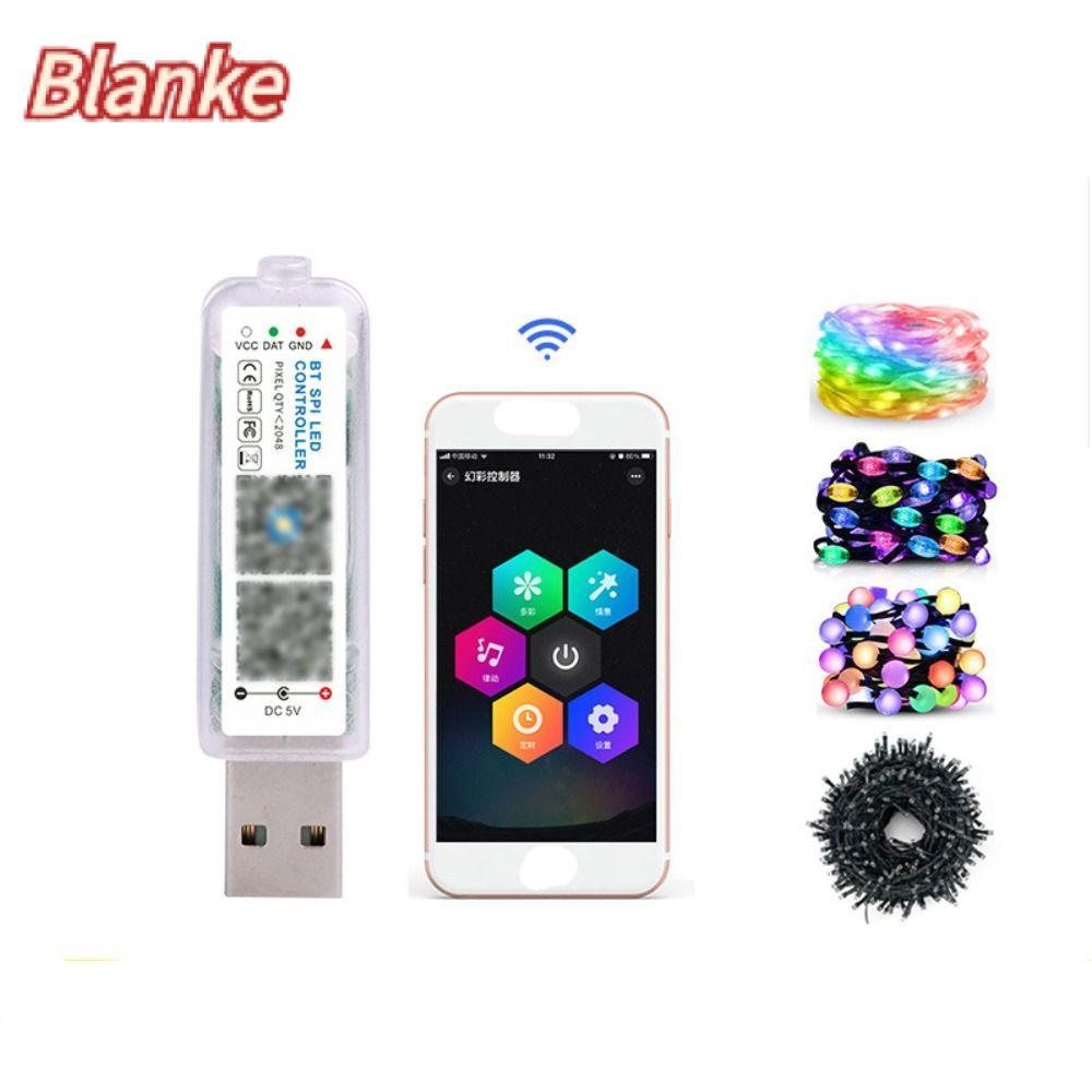 BLANKE ตัวควบคุมแอพบลูทูธ, ตัวควบคุมเพลง Led 5V ที่อยู่ได้, มาพร้อมกับปิ๊กอัพ MIC ปรับความสว่างตัวควบคุมแสงขนาดเล็กสําหรับสายไฟคริสต์มาส