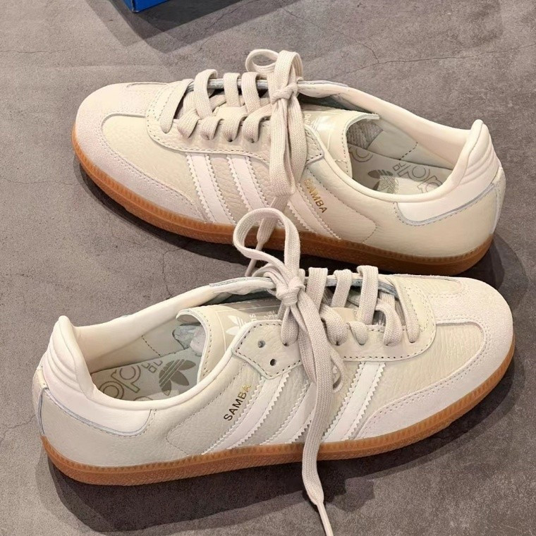 Cj6s origins Samba OG รองเท้าลําลอง ยาวพอดี สําหรับผู้ชายและผู้หญิง สีเบจสีเทา