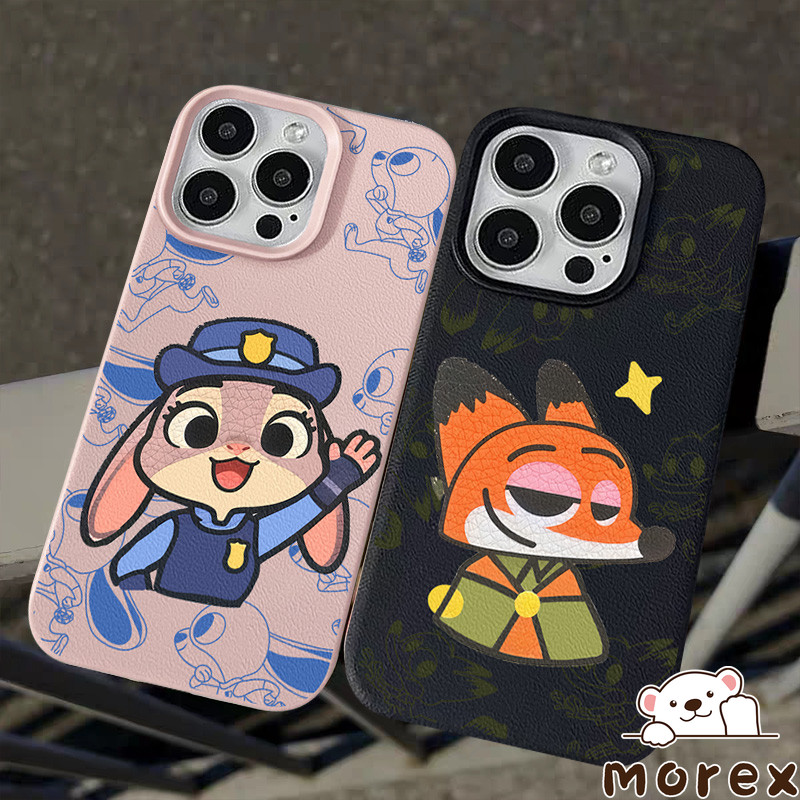 สำหรับ IPhone 16 17 Air 13 15 11 12 14 Pro Max XR X XS Max 7 15 16 8 Plus คู่รักดาราน่ารัก นิค จูดี้ ปกสัมผัสหนังเทียม
