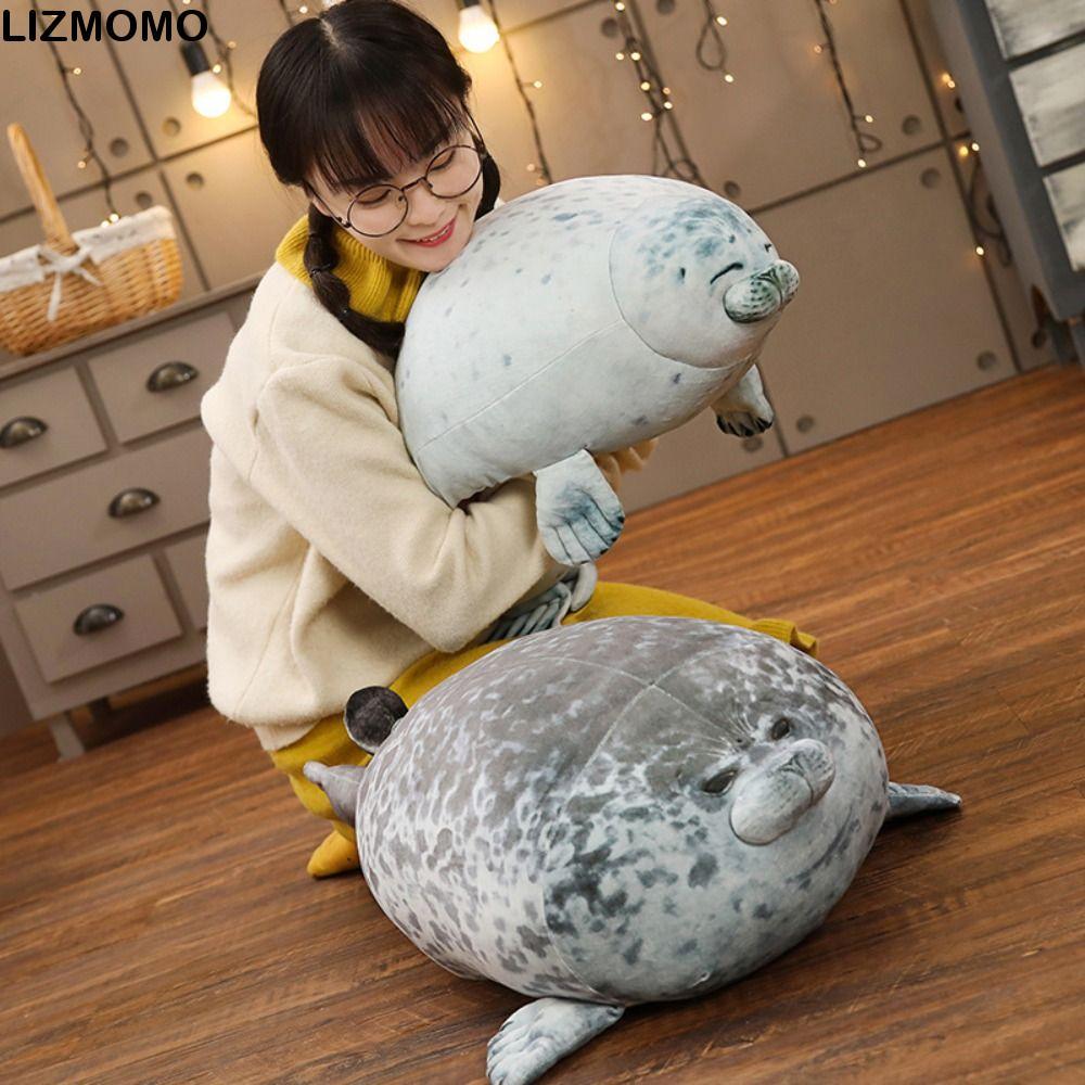 LIZMOMO Blob Seal Pillow, ของเล่นตุ๊กตาซีลนุ่มขนาดใหญ่, อินเทรนด์น่ารักอ้วน PP Cotton ตุ๊กตาสัตว์ของเล่นตุ๊กตาผู้ใหญ่