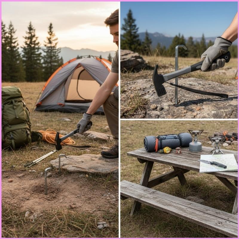 Cinn เต็นท์ค้อน Ergonomic Camping Hammer พร้อม Stake Puller เต็นท์กลางแจ้งเครื่องมือ