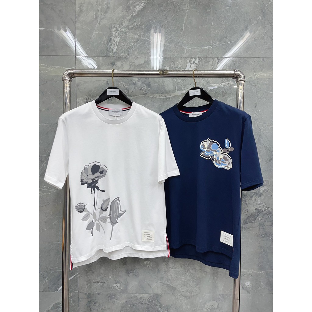 4XUW TB# B Summer new couple style rose flower round neck short sleeve pure cotton T T-shirt for Men