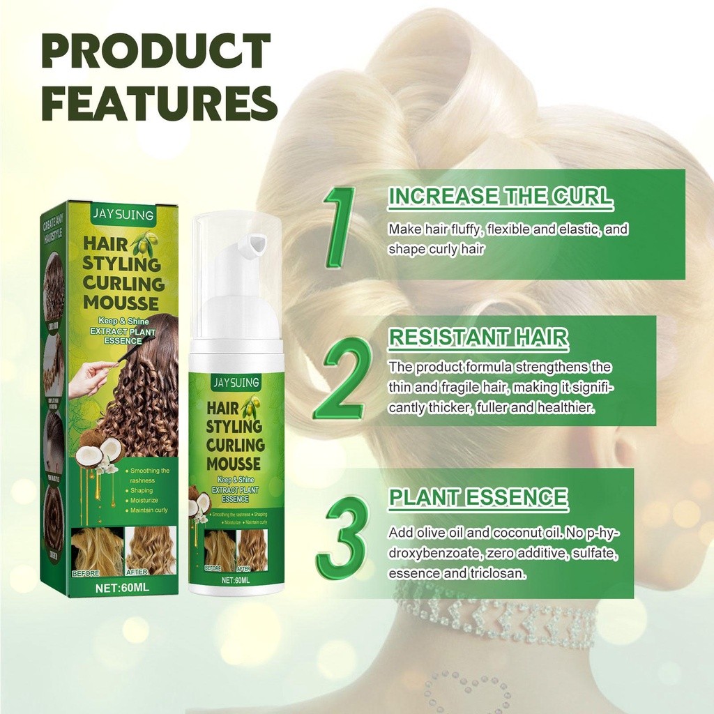 ZAII Hair Mousse Sculpting Curly Hair Elastic Instant Fluffy Natural Moisturizing Drying T3k0 ZAII