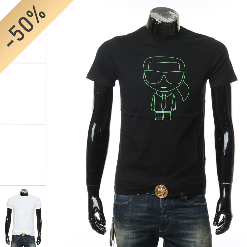 Karl Lagerfeld เสื้อยืดแขนสั้นคอกลมผู้ชายแฟชั่นสไตล์ใหม่ Lagerfeld755080 501220