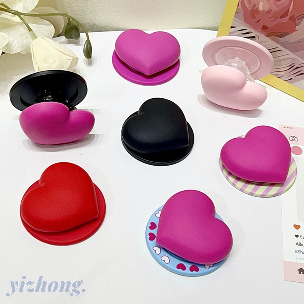 Magnetic Attraction ที่วางโทรศัพท์ผู้หญิงแฟชั่น 3D Love Heart Design Kickstand Contrast สีรอบสําหรับ Naked โทรศัพท์มือถือ Magsafe กรณีพับ Anti-drop PC Bracket
