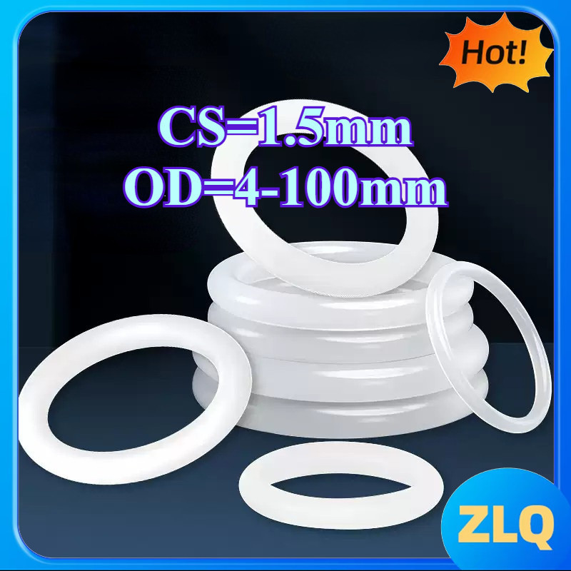 ปะเก็นโอริง CS1.5mm*OD4-100mm O-ring แหวนซีลซิลิโคนสีขาวซีลเกรดอาหารแหวนยางกันน้ําปะเก็นยืดหยุ่น[zlq