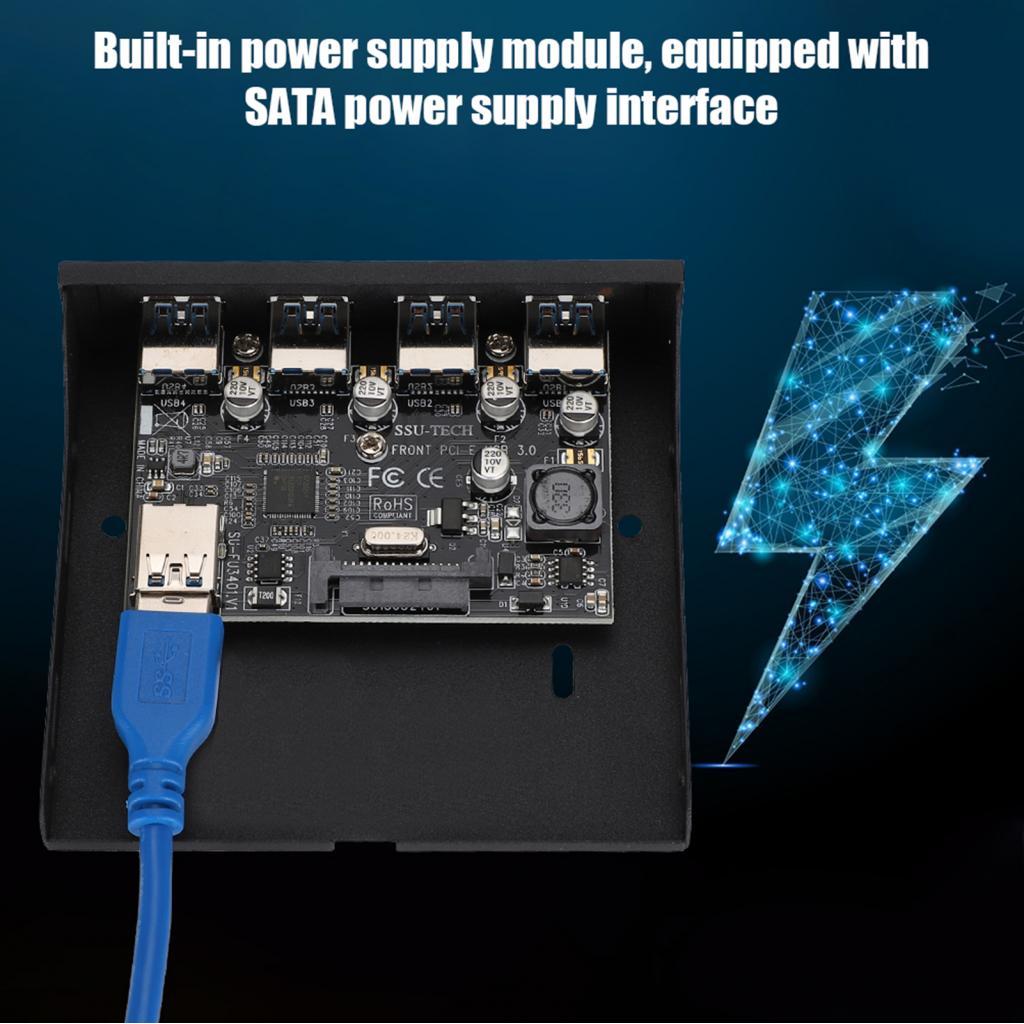 Windyons ASHATA USB แผงด้านหน้า PCI-E ถึง 4xUSB3.0 สําหรับชิป Floppy Bay อะแดปเตอร์ขยาย Riser การ์ด 