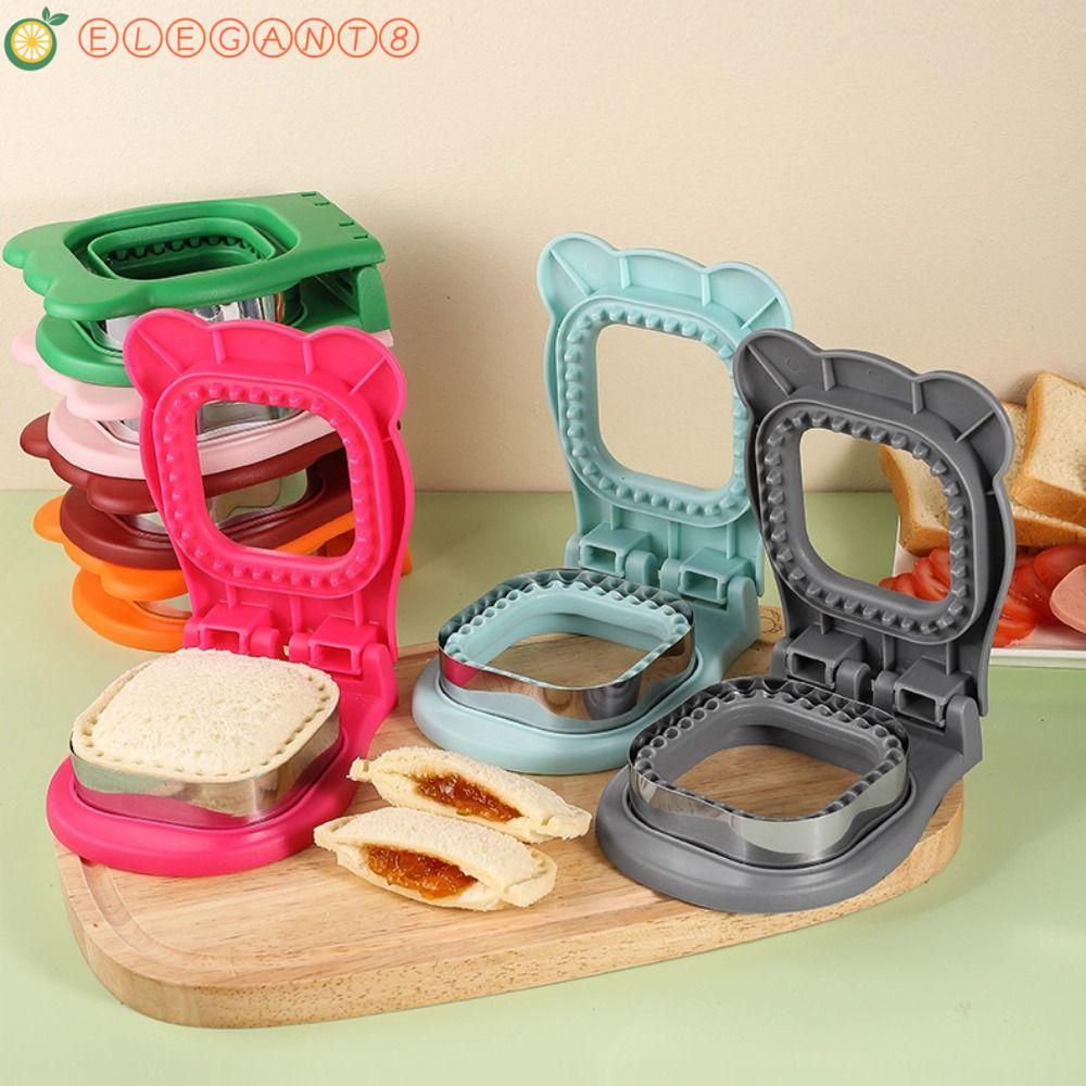 AELEGANT Sandwich Press Mould, สแตนเลส Flip Design Square Sandwich Cutter, เครื่องตัดคุกกี้ DIY มือก