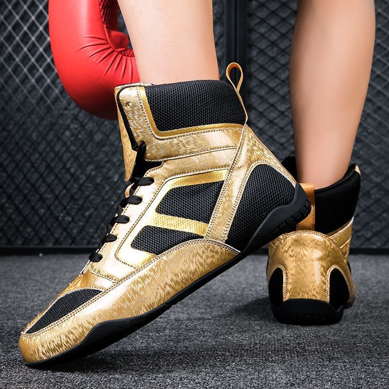 High-Top Breathable Boxing Shoes สำหรับการฝึกและการแข่งขัน
