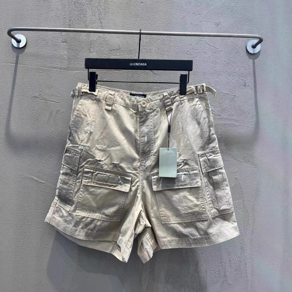 Y9D8 BLCG Distressed Washed Ink Splash Sports Shorts Unisex Loose Fit Os Casual Shorts