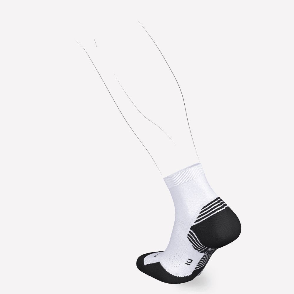 Decathlon Pack Of 2 Pairs Thick Mid Running Socks ถุงเท้าวิ่งหุ้มข้อเนื้อผ้าหนารุ่น Run 500 แพ็ค 2 คู่ – White