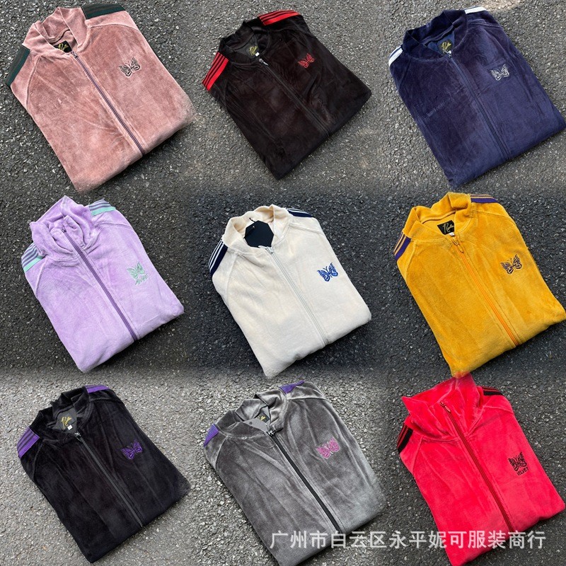 YERE needles track Butterfly Velvet Jacket Japanese Retro Striped Ribbon Casual Sports Jacket for Me