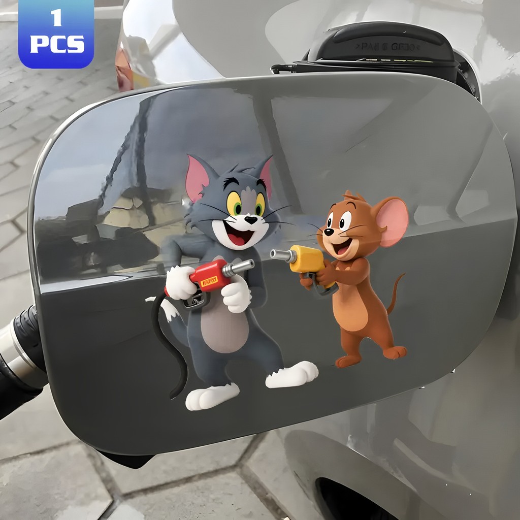 New Cartoon Talking Tom Cat Jerry Mouse Fuel Tank Cap Sticker Automobile Sticker Sun Protection and 