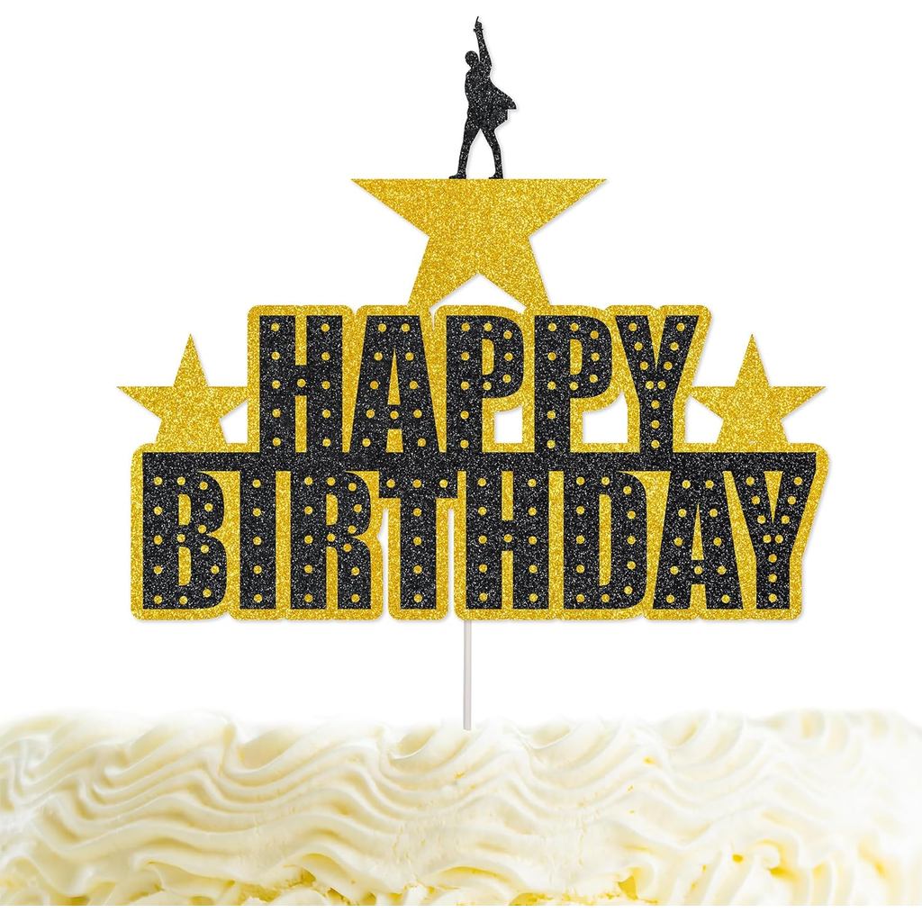 Hamilton Happy Birthday Cake Topper Glitter Hamilton Birthday Party ตกแต่ง Hamilton Birthday Party D