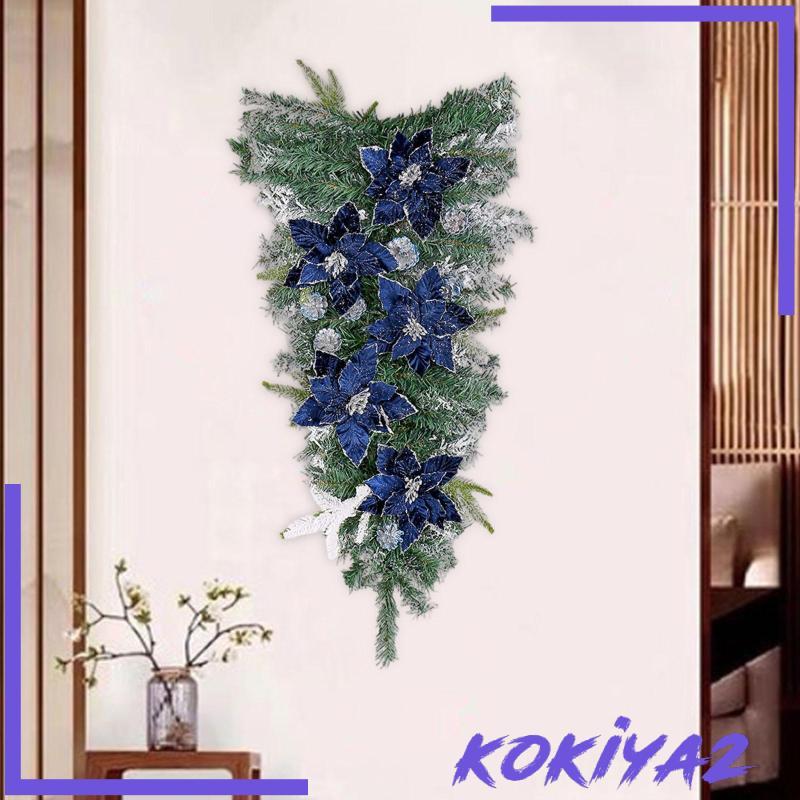 [Kokiya2] คริสต์มาส Teardrop Swag พวงหรีดประดิษฐ์ฤดูหนาว Swag Garland แขวนสําหรับวันหยุด