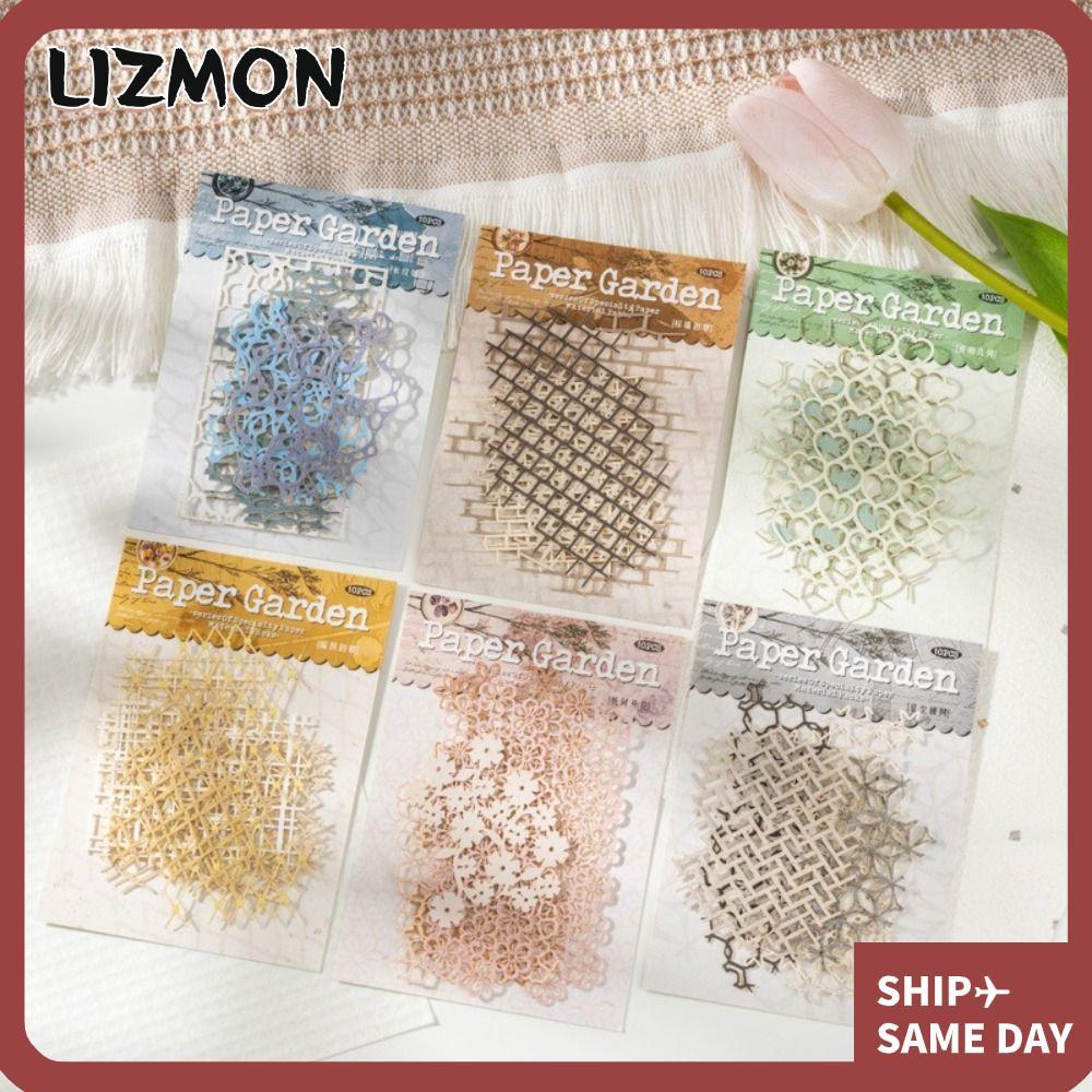 LIZMON กระดาษลูกไม้, กระดาษตกแต่งสไตล์ย้อนยุคสมุดภาพตกแต่ง, Junk Journal Hollow Out ลายน่ารักออกแบบก