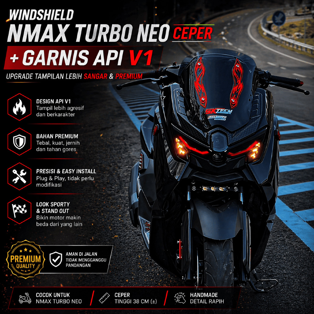 BXgarage - FLAT VISOR CYBORG MODEL NMAX TURBO NEO GARNISH Flame V1 PRECISION AND THICK DV shop