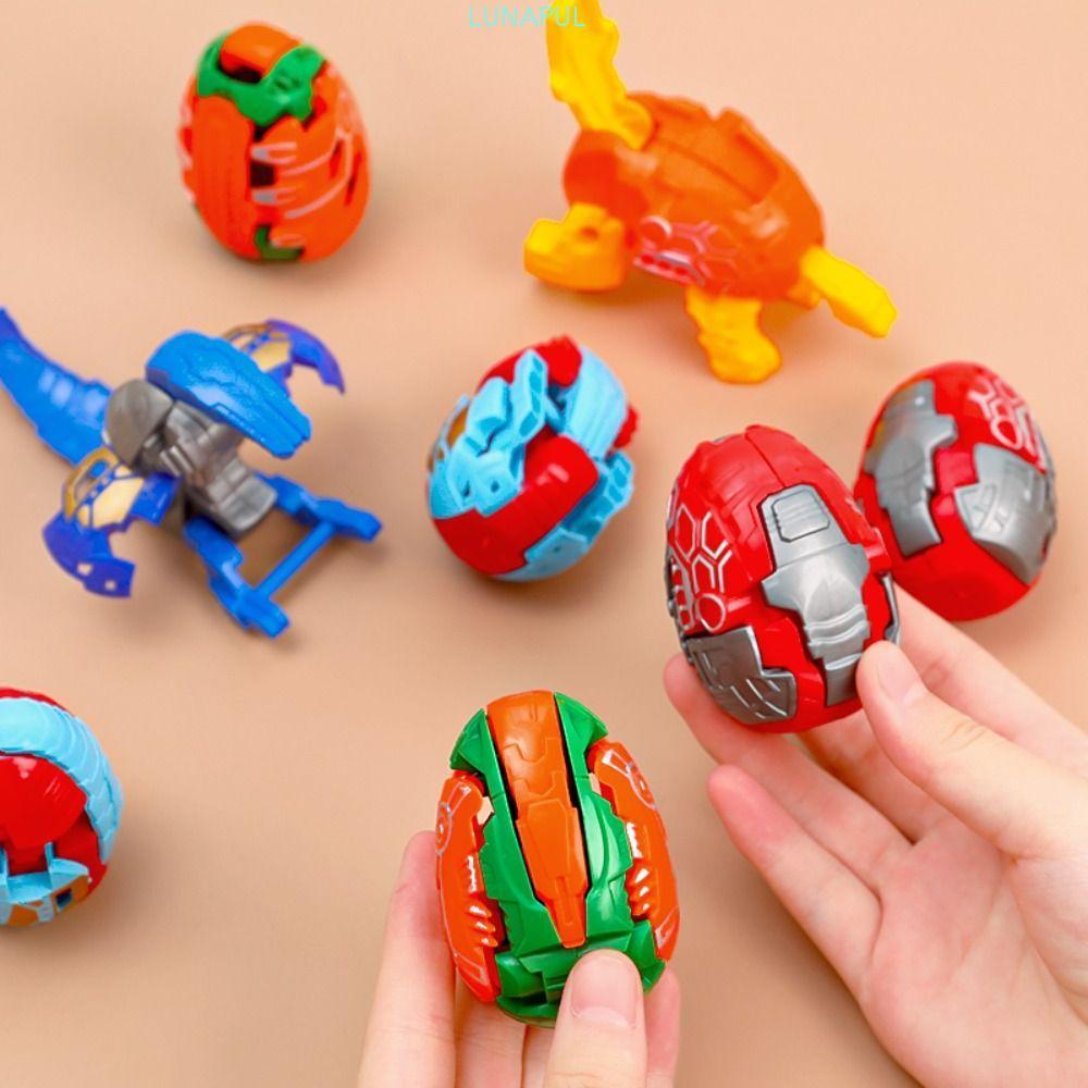 LUNAPUL Tyrannosaurus หุ่นยนต์ไดโนเสาร์, โมเดลไดโนเสาร์สร้างสรรค์ไข่ไดโนเสาร์เปลี่ยนของเล่น, ตลกสนุกพลาสติก Early Education Movable Joint Dino ของเล่นเด็ก