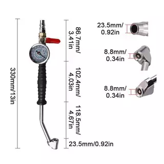 Luckyei ยาง Inflator Rod สําหรับรถยนต์ Tru ยานพาหนะความดันยางรถ Manometro ยางซ่อมเครื่องมือ 0-15Bar/220Psi Universal TQ