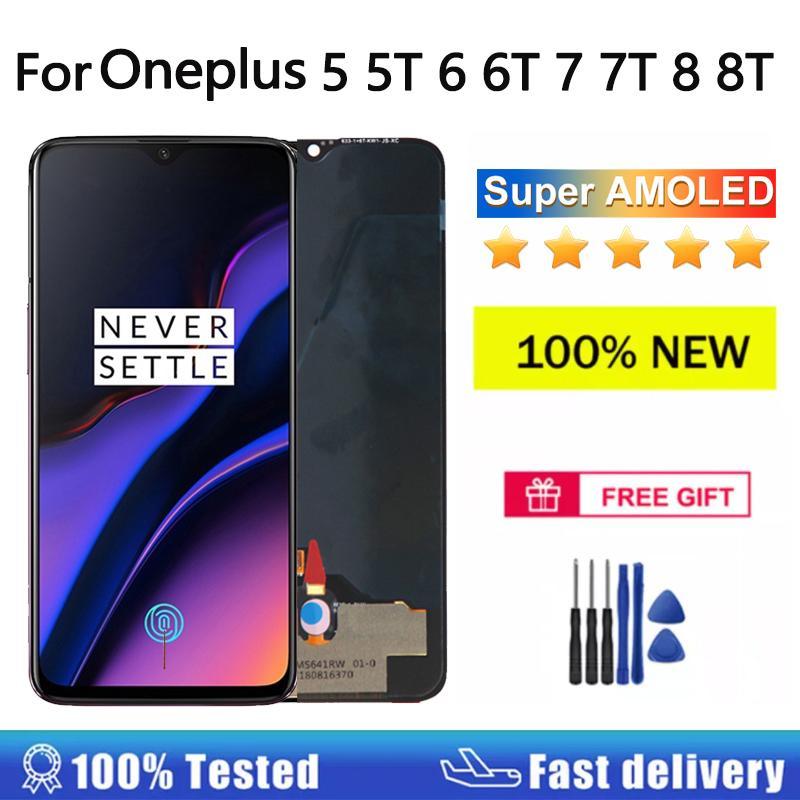 จอแสดงผล Super AMOLED สําหรับ Oneplus 5 5T 6 6T 7 7T 8 8T 7Pro 8Pro 9 9R 9Pro 10Pro จอแสดงผล LCD หน้