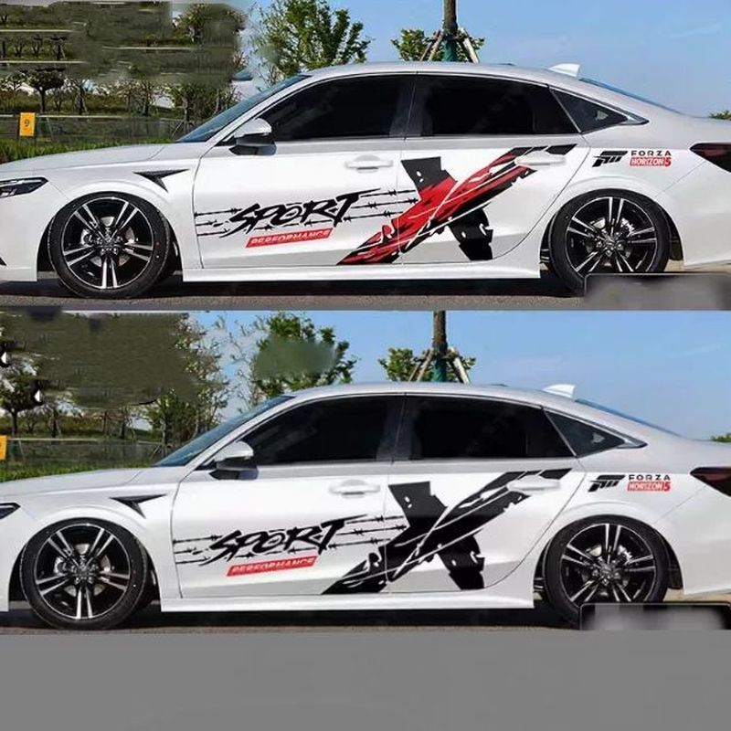 สติกเกอร์คาดข้างรถลายตัว X ดีไซน์สปอร์ต รุ่นใหม่ล่าสุด ใช้ได้กับรถทุกรุ่น (Universal)