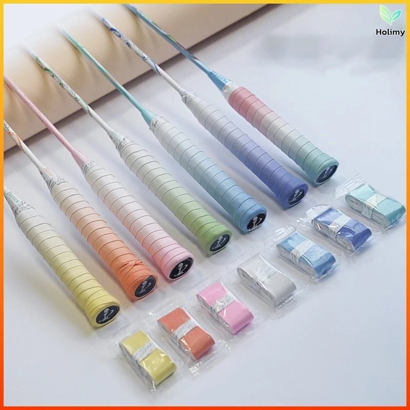 Holimy เทปไล่ระดับสีไขลานไม้แบดมินตันจับ, Sweatband ไม้เทนนิสกันลื่นยาง Grip กีฬากลางแจ้ง