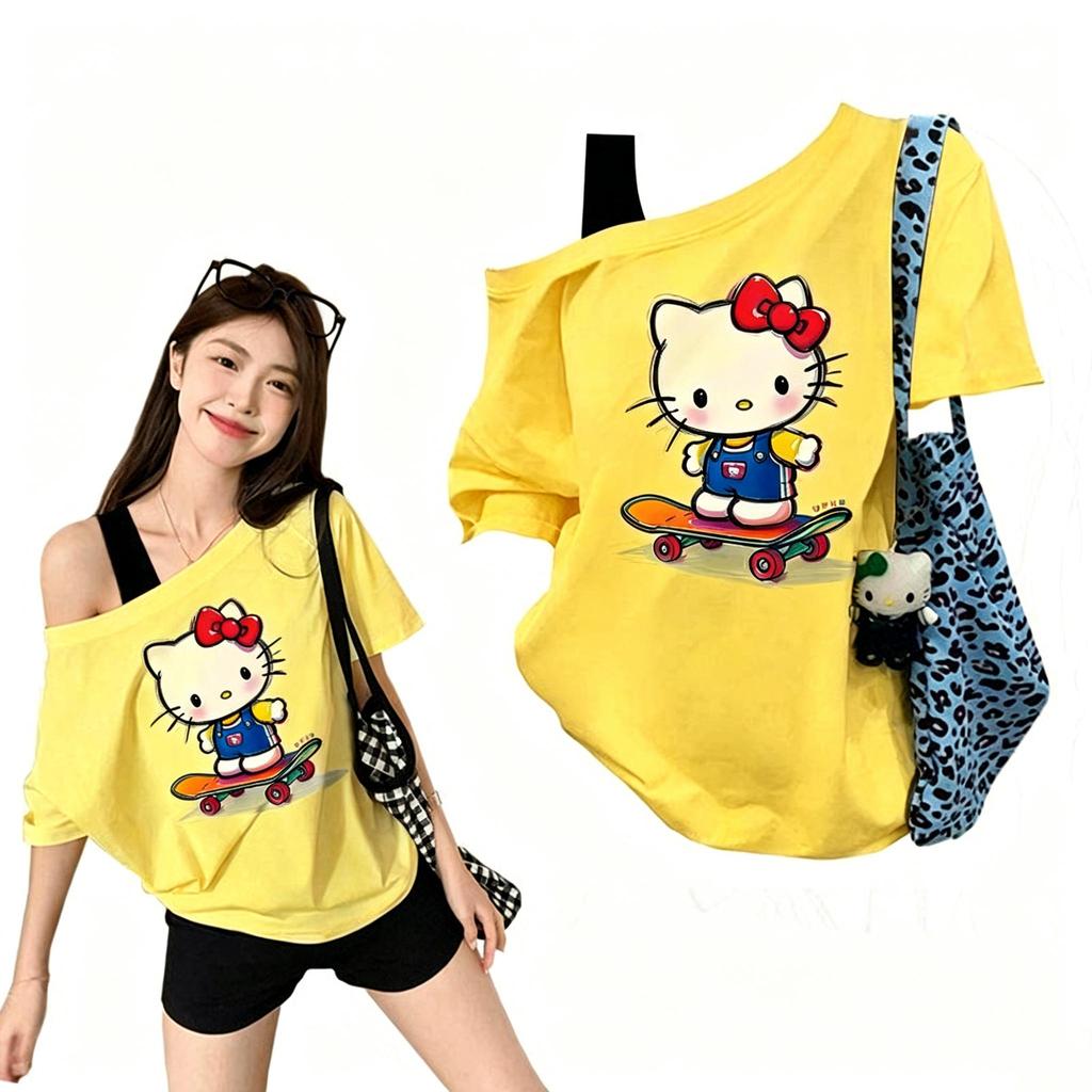 เสื้อ M-3XL ติด กระแส เสื้อยืดแขนสั้นพิมพ์ลาย ความรู้สึกของการออกแบบ เสื้อผ้าแฟชั่นของผู้หญิงใหม่ล่าสุด สไตล์เกาหลีทุกวั ราคาถูก Shopee Lazada