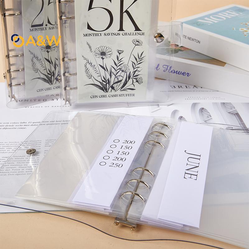 A&W 2024 12 เดือนซองเงินท้าทายง่ายและตลกวิธีบันทึก 2.5K/5K/10K Budget Planner Envelope Challenge Kit