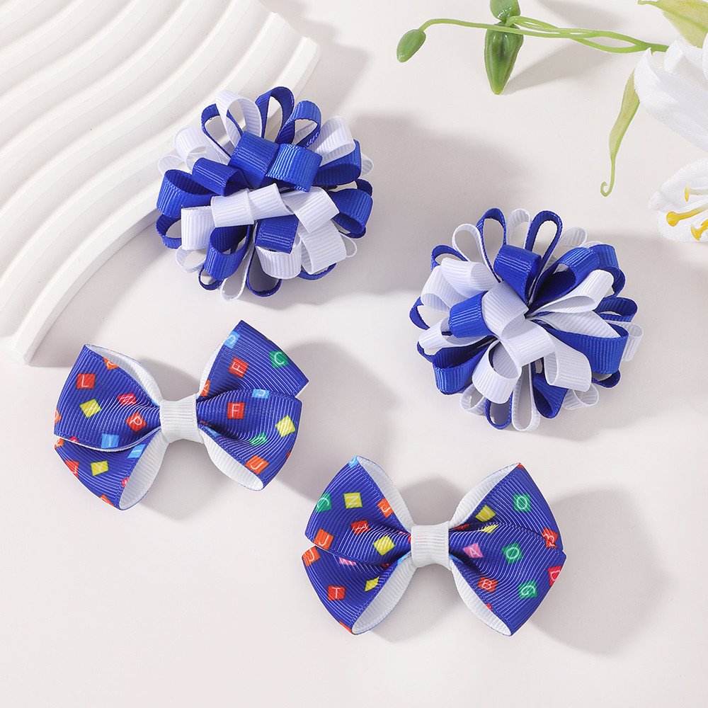 2 ชิ้นน่ารัก Letter Bowknot กิ๊บติดผมชุดเด็ก Back To School สีสัน Hairgripes เด็ก Headdress