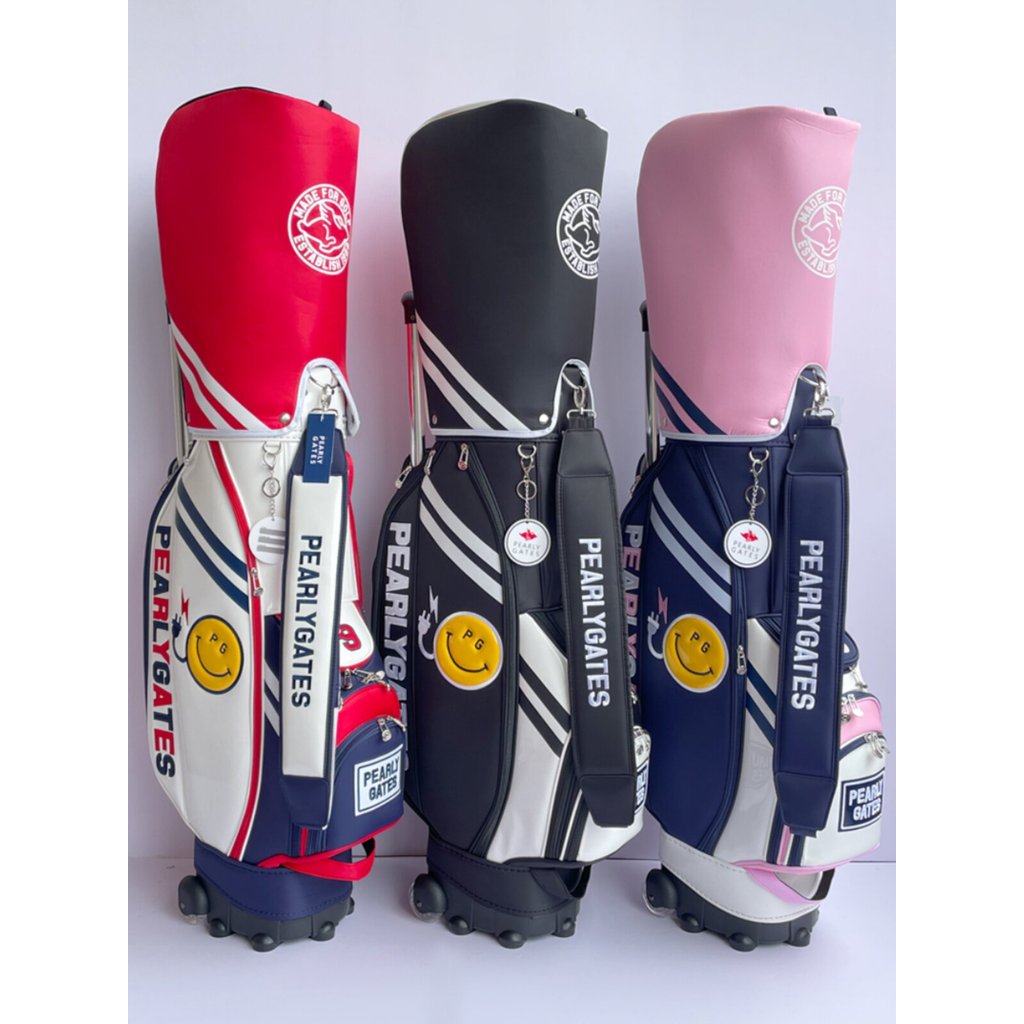 สไตล์ใหม่ PG Golf Bag Trolley Tug Ball Bag กระเป๋าคลับประณีต PG89 Smiley Face Ball Bag Golf
