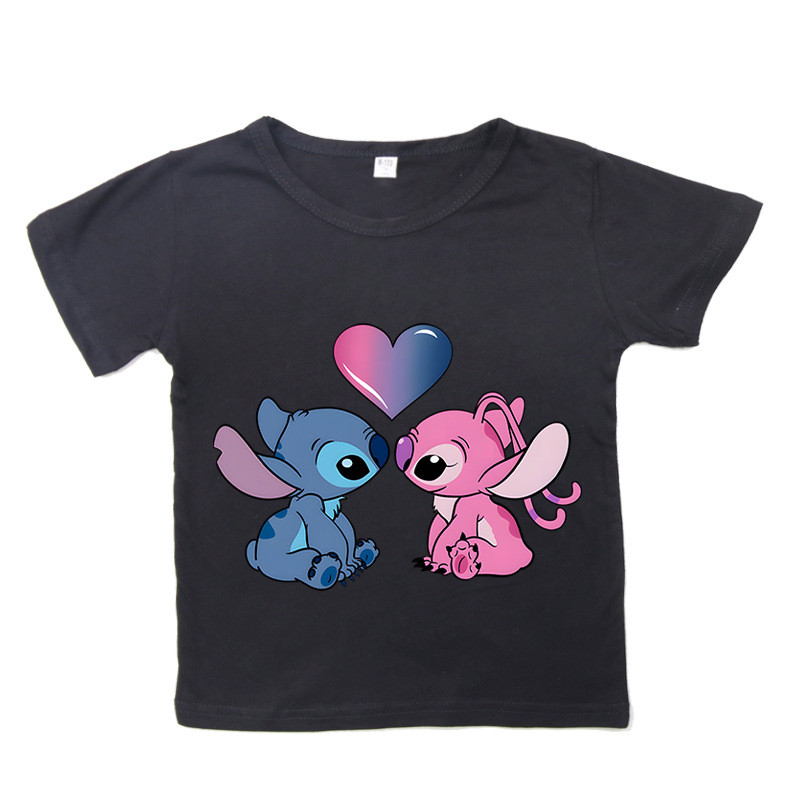 T TW Cross-Border ขายร้อนเด็กสบายๆรอบคอเด็ก Top Star Treasure Stitch แขนสั้นกลางเด็กเล็กเสื้อยืดเกาห
