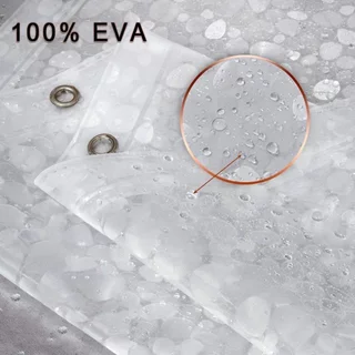 ม่านห้องน้ำ ม่านอาบน้ำ EVA ใส 3D กันน้ำ กันเชื้อรา ไร้กลิ่น พร้อมตะขอ ห้องน้ำ โรงแรม