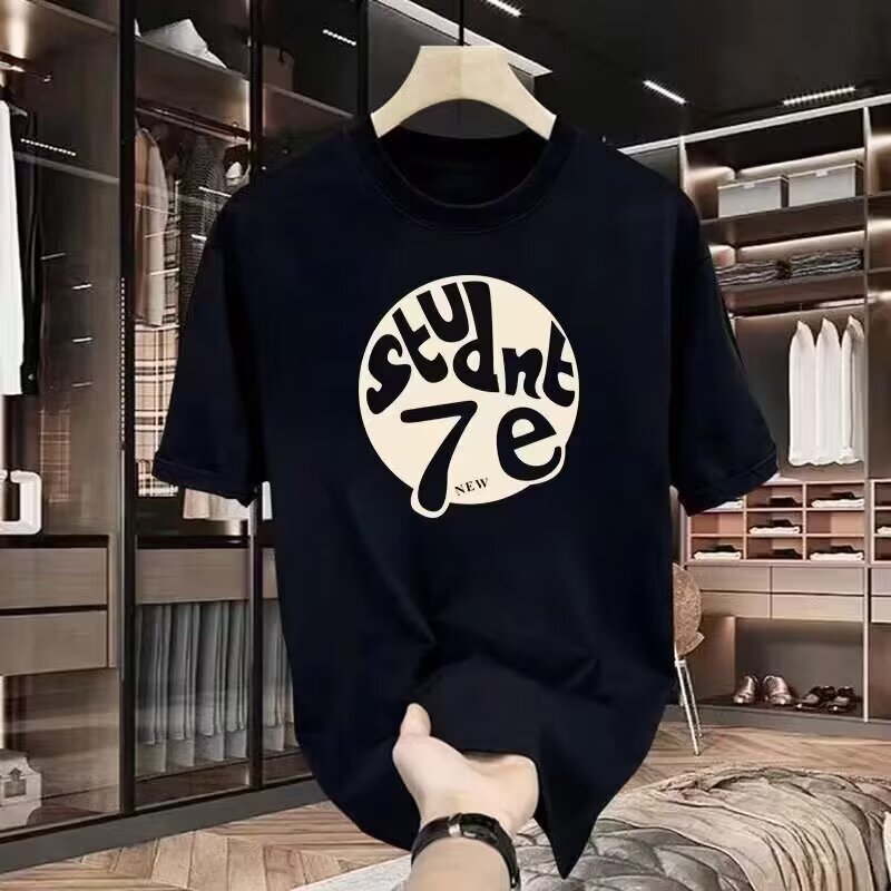 20262025เสื้อยืดแขนสั้นสไตล์ใหม่ผู้ชาย ins Street Wear ยุโรปอเมริกันสไตล์ฮิปฮอปรอบคอ Bottoming เสื้อ