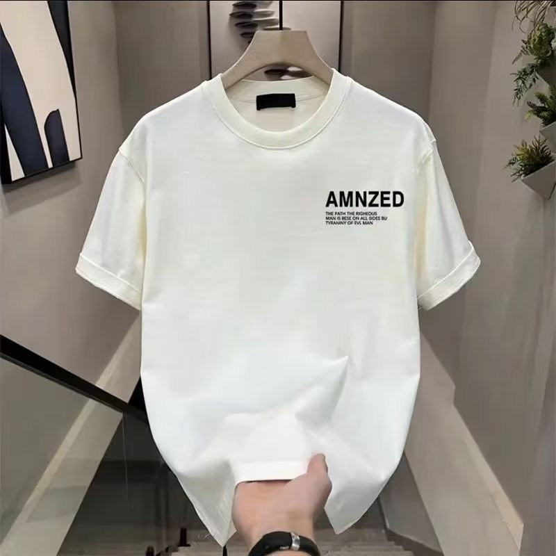 20262025เสื้อยืดแขนสั้นสไตล์ใหม่ผู้ชาย ins Street Wear ยุโรปอเมริกันสไตล์ฮิปฮอปรอบคอ Bottoming เสื้อ