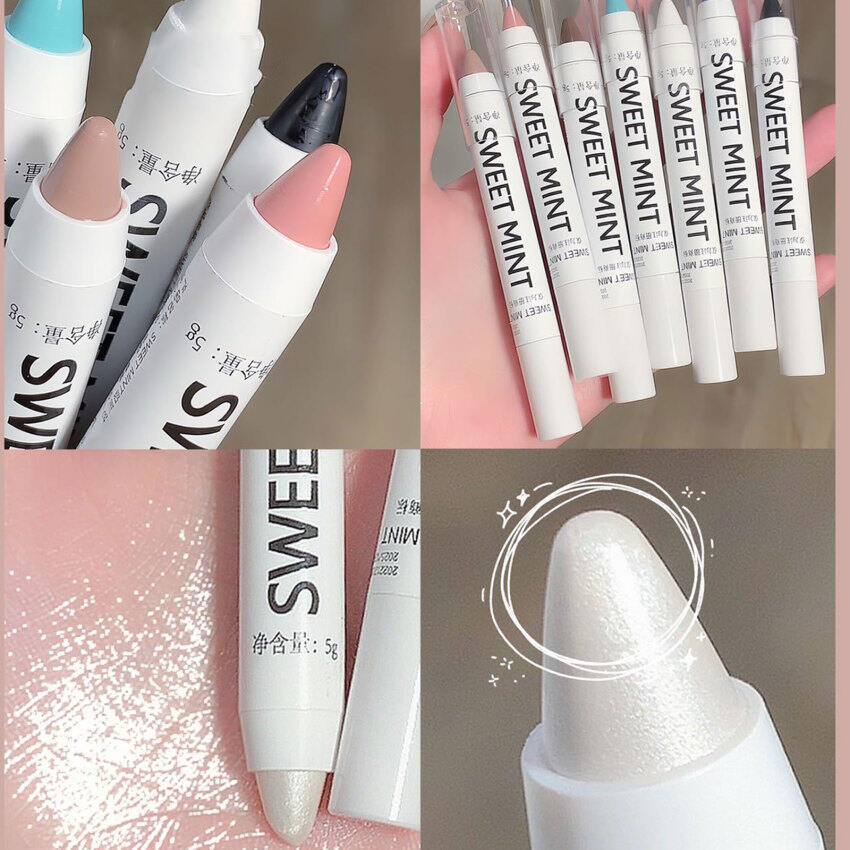White Glitter Eyeliner Pen Eyeliner Stick Eyeshadow Stick 12 สี Blue Purple Pink Eyeliner Brightenin