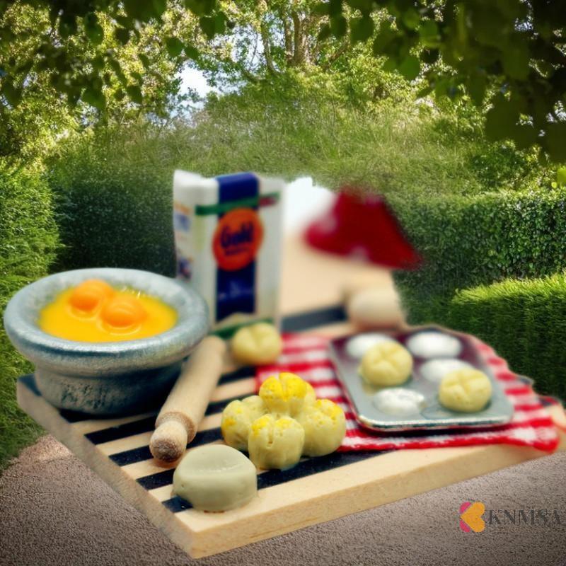 KNMSA] Dollhouse Food Jedding Making Station Egg Milk Bread Cutting Board Miniatures Model Kitchen A