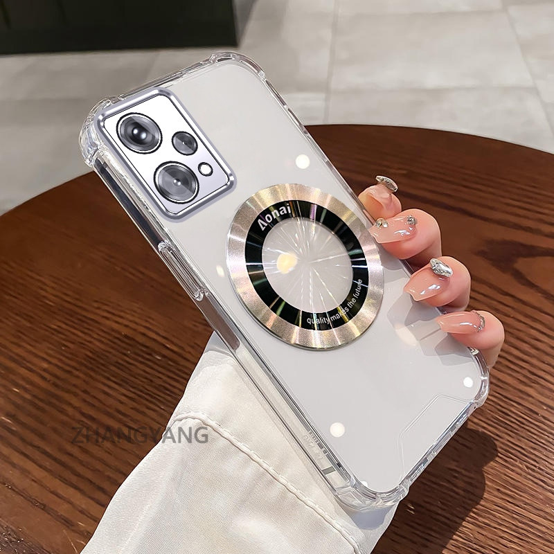 สําหรับRealme 9 4G 9 Pro PlusกันกระแทกElectroplatedโปร่งใสความละเอียดสูงเคสโทรศัพท์ความงามแม่เหล็กดูดออกแบบซิลิโคนTPU Soft Shell - รูปที่ 5