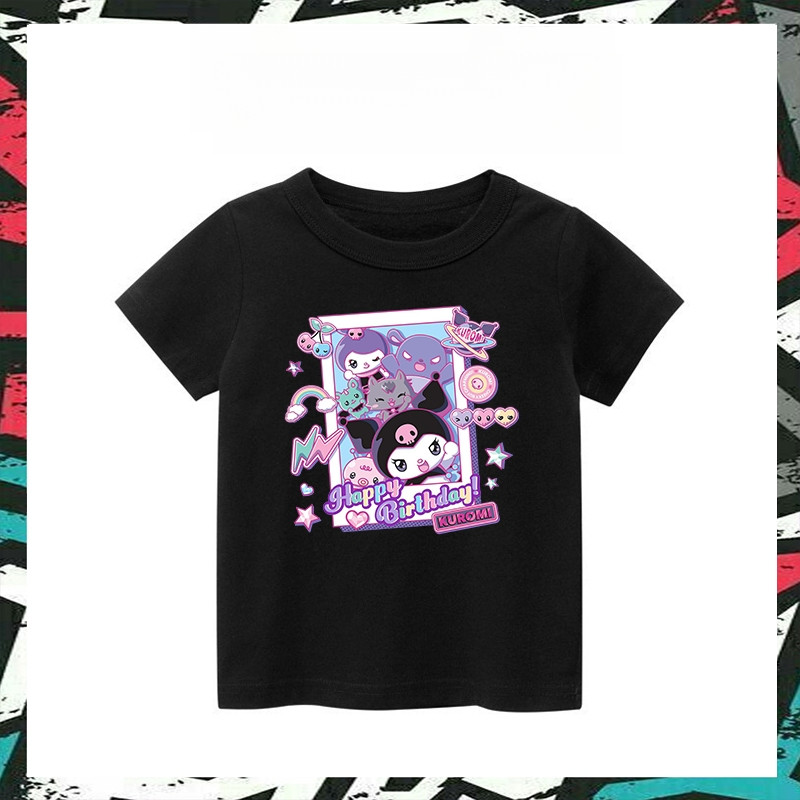 220G 100% ผ้าฝ้ายเสื้อยืดDU KUROMI Tshirt เสื้อ Tops Baju Budak เด็กเด็กเด็ก Kanak Unisex สาว Peremp