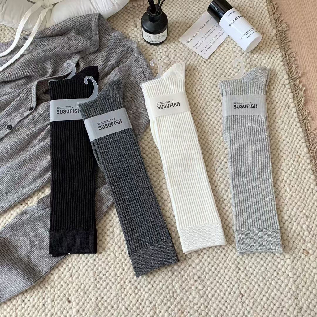 ถุงน่องดํา ถุงเท้า 247 [Micro Pressure Stum Socks] ถุงเท้าเกาหลีถุงเท้าลูกวัวดึงของผู้หญิงแมทช์ลุคง่