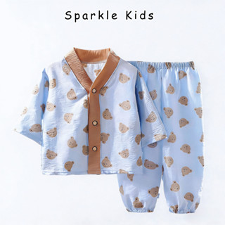 ชุดน่ารักๆ ชุดนอนเด็ก แฟชั่นสำหรับเด็กหญิง/ชาย ลายสก็อต ขายา…