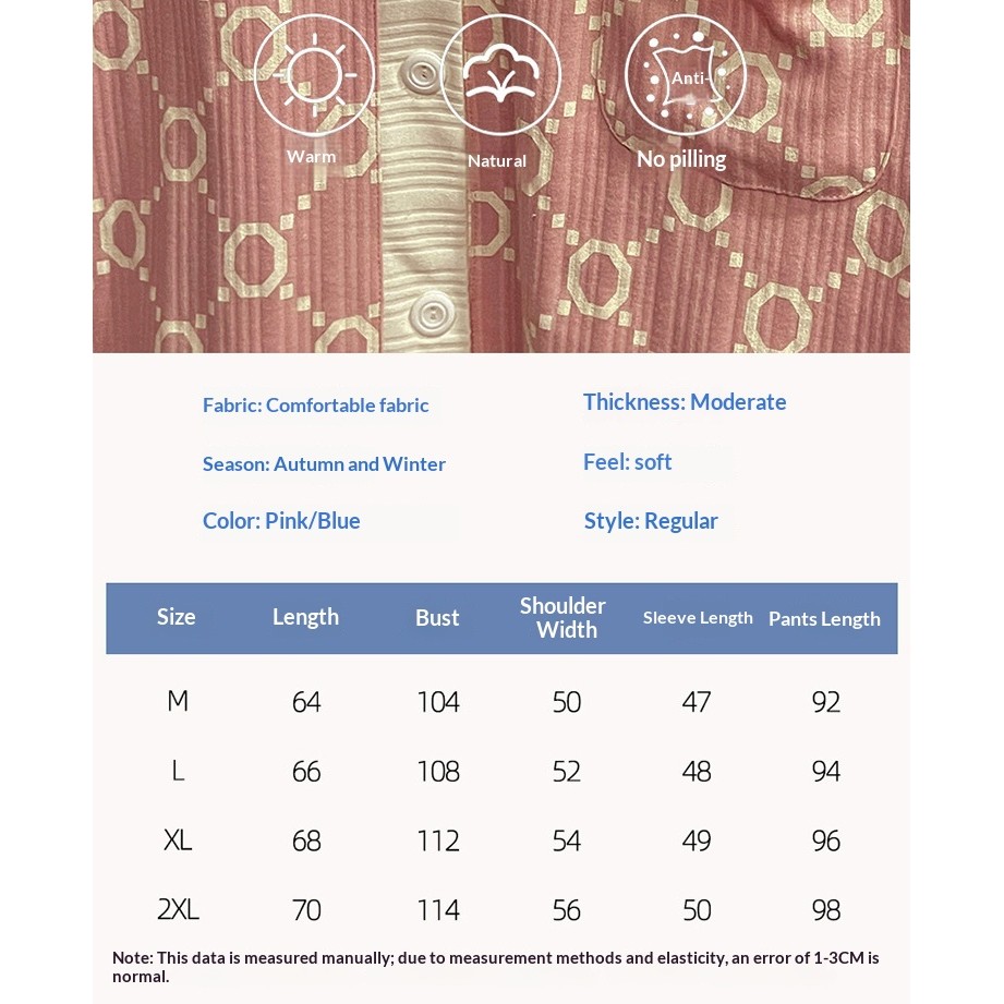 คาลา 2026 เกาหลีหวาน ผ้าแจ็คการ์ด ฤดูใบไม้ผลิและฤดูใบไม้ร่วงชุดนอนสตรี,แขนยาวชุดนอนกางเกงขายาว,หลวมเปิดลงปกชุดบ้านที่เรียบง่ - รูปที่ 7