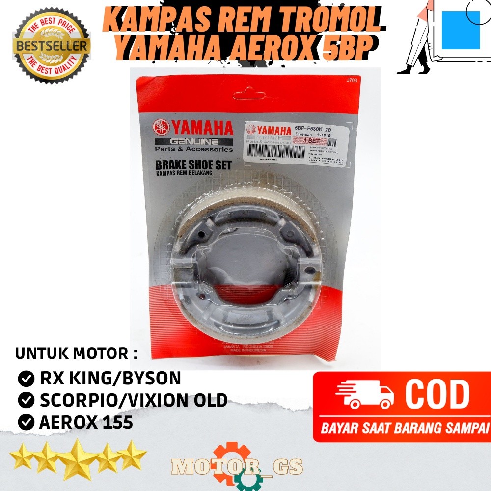 ผ้าเบรคหลังเดิมสําหรับ RX king, Scorpio Z, Byson, Vixion old, Aerox 155 5BP-F530K-20 พรีเมี่ยมเดิม