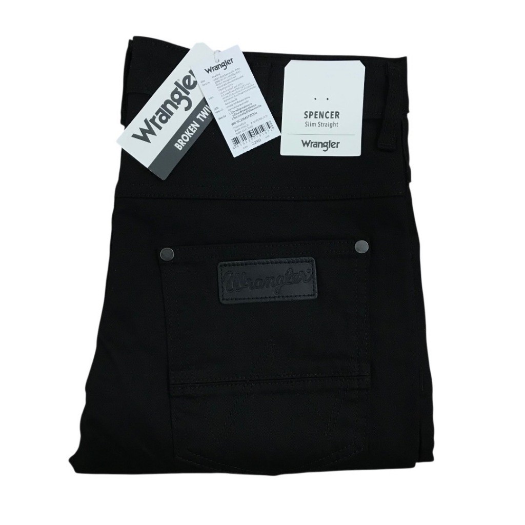 เข้าใหม่!! SUPER BLACK กระบอกเล็กผู้ชาย WRANGLER SPENCER ผ้ายืด สีดำ  ยืด เป้าซิป  ของแท้จากช็อป
