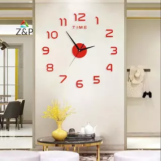 Z&P นาฬิกาตกแต่งห้องนอนขนาดใหญ่ 2D นาฬิกาแขวนห้องนั่งเล่นสวนขนาดใหญ่กระจกอะคริลิสติกเกอร์ตกแต่งศิลปะนาฬิกา Digital COD