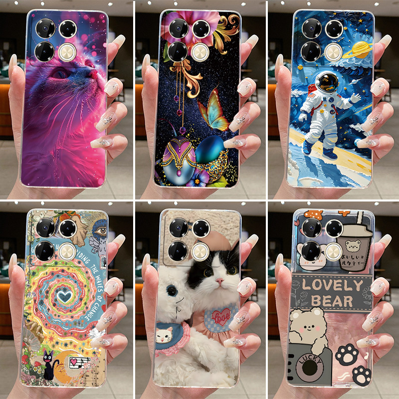 ปลอกสําหรับ Infinix Note 40 Pro Plus + 40S 4G 5G ความงามแฟชั่นน่ารักแมวโปร่งใส Soft TPU เคสโทรศัพท์ป้องกันปกหลัง