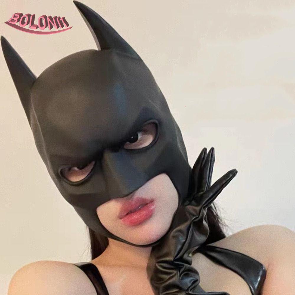 BO ค้างคาว Man หมวก,ฮาโลวีน 3D ค้างคาว Man คอสเพลย์เครื่องแต่งกาย,คอสเพลย์ Props Soft Latex สีดํา Fu