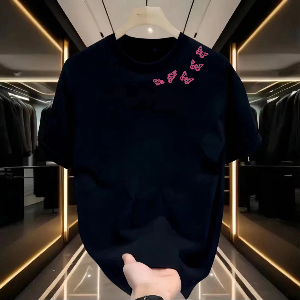 2026260G Heavy Double Yarn Combed Round Neck Print Short-Sleeved Mens T-Shirt Top 2025 ฤดูร้อนสไตล์ใ