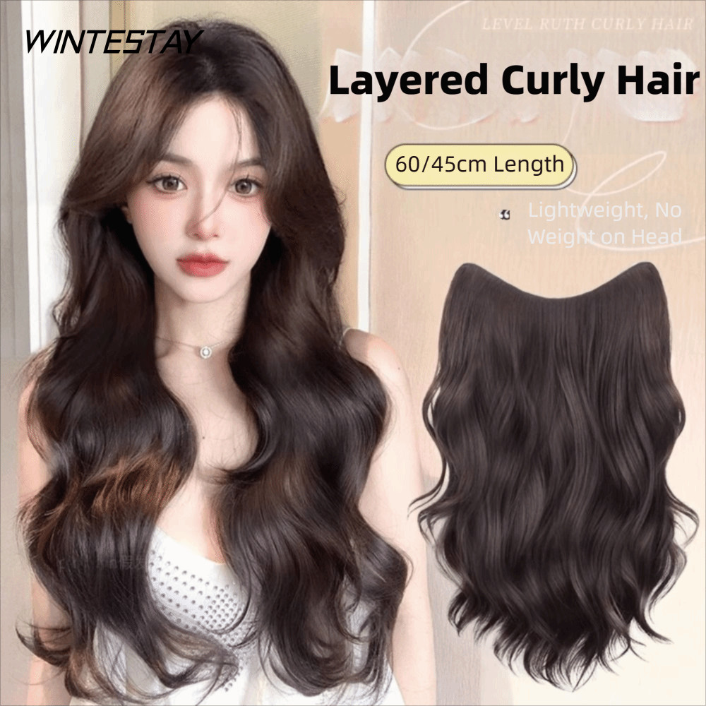 WINTESSAY คลิปในต่อผม, Fewer Tangleds 60/45 ซม. คลิปต่อผม, คุณภาพสูงหนาที่ถอดออกได้ธรรมชาติปุยหยักต่