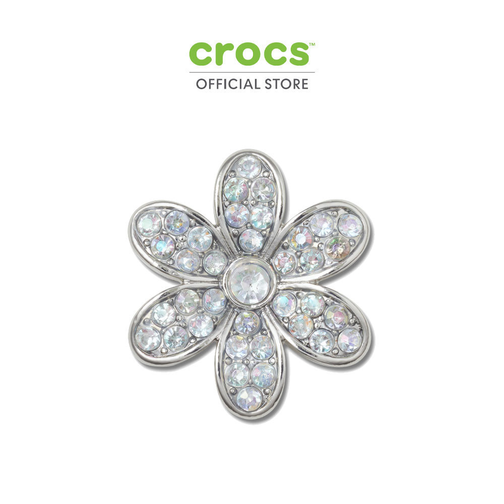 CROCS ตัวติดรองเท้า JIBBITZ SILVER MONOCHROME DAISY 1